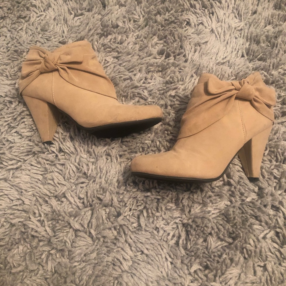 Beige suede booties